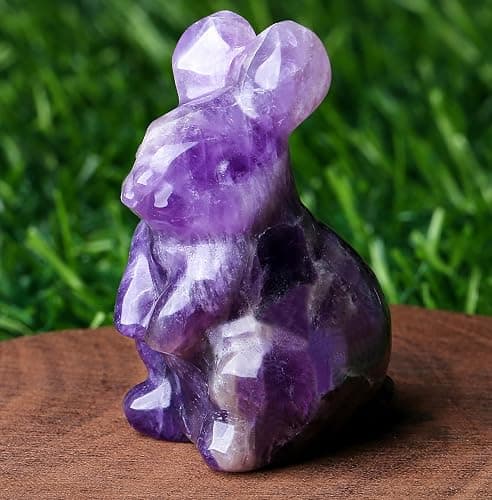 DUQGUHO Bunny Decor Easter Rabbit Decor Crystals Easter Gifts Decoration Bunny Statue Amethyst Crystals Figurines Bunny 1.5’’ - Image 1