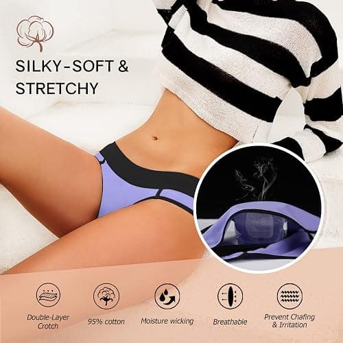 BAJAOEY Women Underwear Cotton, Cheeky Panties Soft & Breathable Bikinis Panties for Women Pack for Young Ladies 5 Pack thumbnail 4