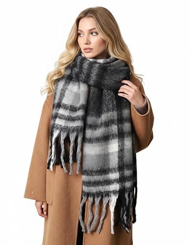 Scarf for Women Winter Warm Long Shawl Large Scarves Cold Weather Thick Blanket Scarfs Colorful Plaid thumbnail 2
