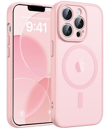FNTCASE for iPhone 13 Pro Max Case: [Compatible with Magsafe] Translucent Matte Magnetic Cases [Full Camera Protection] Military Grade Shockproof Protective Phone Cover - Light Pink - Image 1