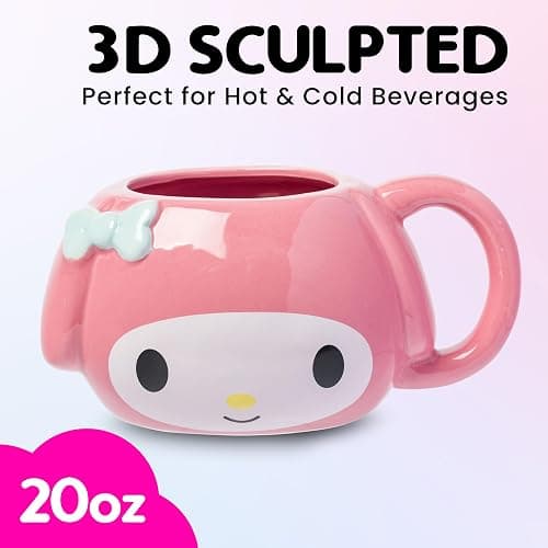 Silver Buffalo Sanrio Hello Kitty and My Melody, 3D Sculpted Mug, 20oz | Hello Kitty and Friends, Ceramic, 0.59 Liters thumbnail 3