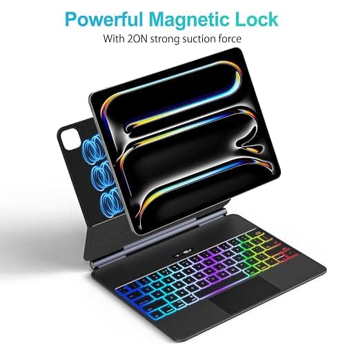 Jibrealg Keyboard Case for iPad Pro 13 Inch (M4 2024 / M5 2025), Ultra-Slim Magic Keyboard with Multi-Touch Trackpad, 7 Colors Backlight, Smart Keyboard for iPad Pro 13 Inch thumbnail 6