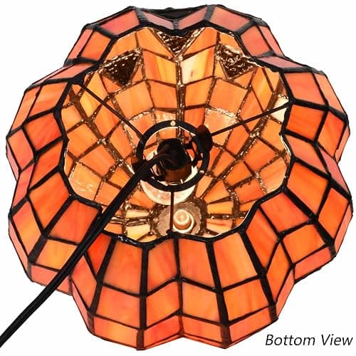 Bieye L10927 Carved Pumpkin Tiffany Style Stained Glass Accent Table Lamp for Halloween Decor thumbnail 8