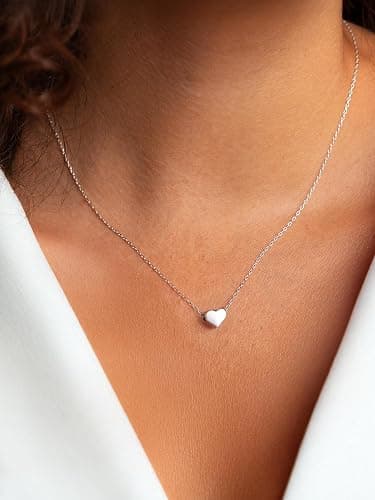 ChicSilver Personalized 925 Sterling Silver Dainty Small Heart/Star/Moon/Dot/Triangle Pendant Necklace for Women, Silver/Gold/Rose Gold/Black (with Gift Box) thumbnail 2