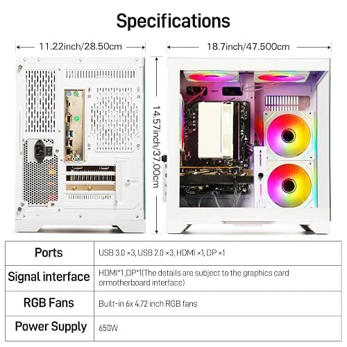 LXZ Gaming Desktop PC, Ryzen 5 5500,GeForce RTX 3050 6GB 16GB DDR4 RAM | 512GB NVMe SSD, DP HDMI DVI,Prebuilt Tower Computer for Gaming, Home and Office thumbnail 6