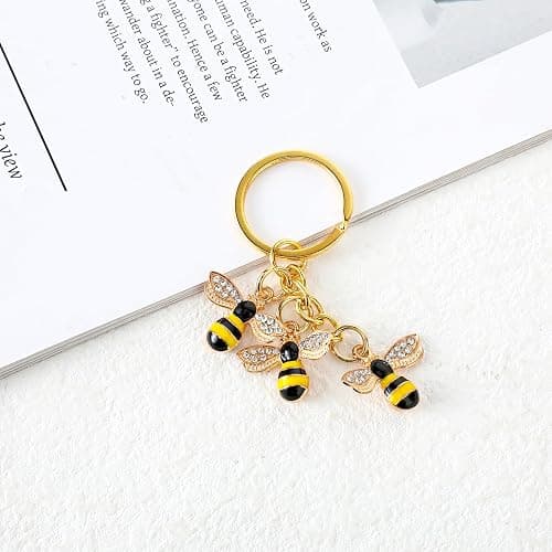 Xthrotsenk Bee Keychain Women Keychain Charms Honey Bee Keyrings Accessory Queen Cute Bee Gifts Key Chain Decor for Wallet Purse Handbags Backpack Accessories thumbnail 4