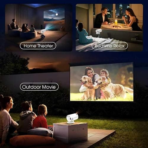 Mini Projector with WiFi and Bluetooth Built-in Apps Smart Projector Support 4K 1080P FHD 180° Adjustable Auto Keystone Compatibile with HDMI/TV Stick/Memory Stick/Laptop, White thumbnail 7