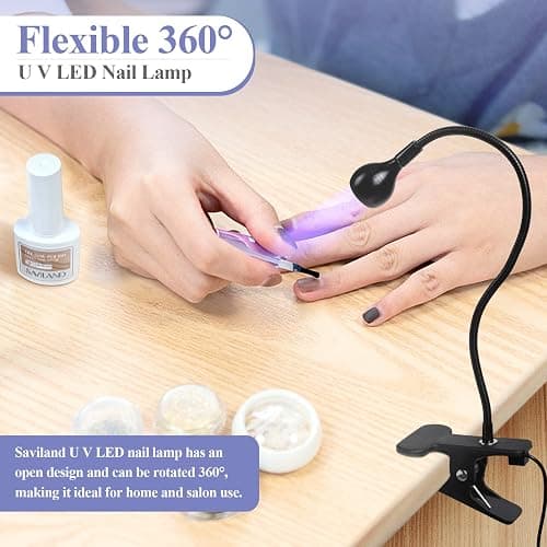  U V LED Nail Lamp – Mini Led Nail Lamp Gel Lamp for Nails with Securing Clip Rotatable Led Light for Nails for Curing Gel Polish U V Nail Gels Manicure Home DIY, Black thumbnail 3