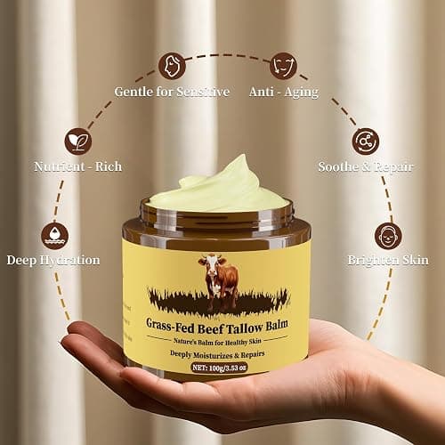 Oebitor Beef Tallow for Skin, Tallow and Honey Balm, Facial Moisturizer Cream, 100% Organic Grass Fed Whipped Beef Tallow Balm Deeply Moisturizing for Face & Body, Suitable For All Skin Types(3.53oz) thumbnail 4