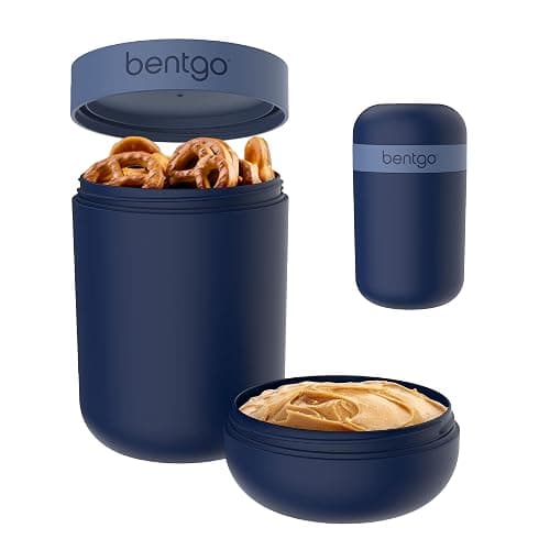 Bentgo Snack Cup - Reusable Snack Container with Leak-Proof Design, Toppings Compartment, and Dual-Sealing Lid, Portable & Lightweight for Work, Travel, Gym - Dishwasher Safe (Navy) - Image 1