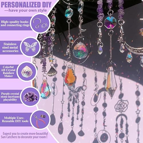 DIY Suncatcher Kit 400pcs Sun Catchers Making Kit Supplies Art and Crafts for Adults With Tutorial Hanging Prism Sun Catcher with Crystals for Window Home Garden Festival Decor Gifts (Butterfly) thumbnail 3