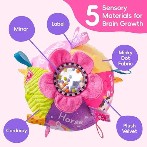 Koty Baby Musical Crawling Ball with 7 Sounds & Songs, Toys for 1 Year Old Boys & Girls, Baby Toys 6-12+ Months,Farm Animal Theme, Soft Plush, Gift for Toddlers 6-12+ Months thumbnail 4