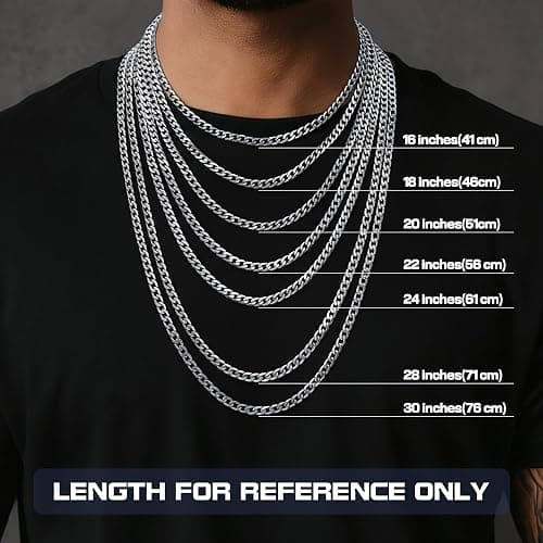 Besteel 925 Sterling Silver Cross Necklace Beveled Edge for Men Women 5mm Stainless Steel Non Tarnish Durable Cuban Link Curb Chain Crucifix Pendant Necklace Jewelry 16-30 Inches Christian Baptism Gifts thumbnail 5