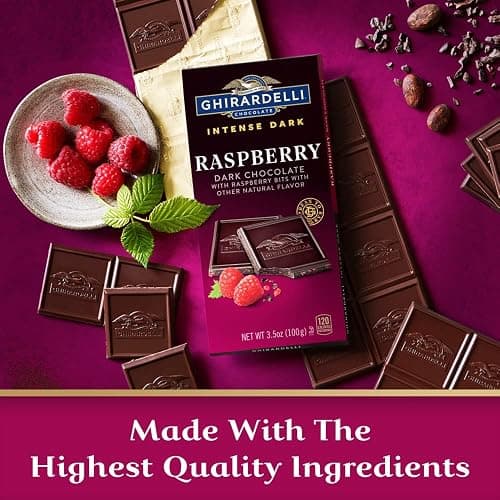 GHIRARDELLI Intense Dark Chocolate Bar, Raspberry, 3.5 Oz Bar thumbnail 3