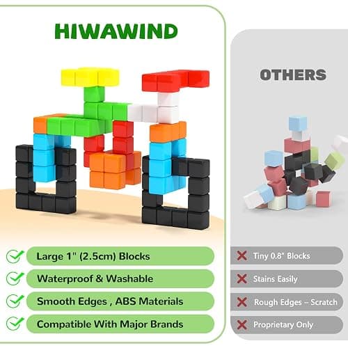 Hiwawind 40pcs Magnetic Blocks -Ideal Gifts for 3 4 5 6 Year Old,STEM Learning Toys for 3-5 Year Old Boys & Girls, Safe & Strong Building Blocks with ASMR Sounds,Classroom Must Haves thumbnail 2