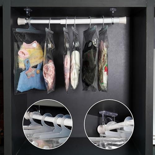 10 Pack Clear Doll Clothes Storage Bags with Hanging Rod & Hooks, Compatible with Labubu Clothes - PVC Transparent Organizer Set for Dolls, Space-Saving Wardrobe System thumbnail 3