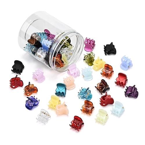 48pcs Mini Hair Claw Clips for Women Girls, Small Tiny Hair Clips Claws Little Plastic Jaw Clamps Clips with Transparent Box (Multi-Colored) thumbnail 3
