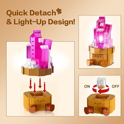 CUBIMANA Mineral Collection 3.6MM Mini Building Set for Adults with LED Light, 9 Pack Crystals Flower Botanical Bonsai Building Block for Home Office Decor, Christmas Birthday Gifts for Teens 1170PCS thumbnail 9