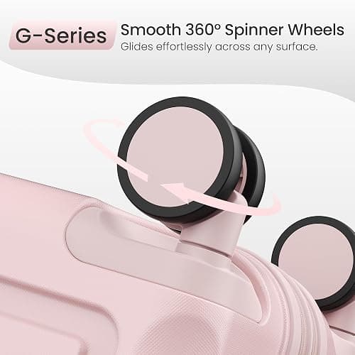 SHOWKOO Upgrade Luggage Sets 3pcs 100% PC Durable Expandable Luggage Suitcase with TSA Lock Double Wheels Pink thumbnail 3