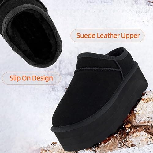 JZTBC Platform Boots for Women Ultra Mini Ankle Boots Huggy Cozy Slippers with Fur Interior Womens Suede Winter Boots thumbnail 6