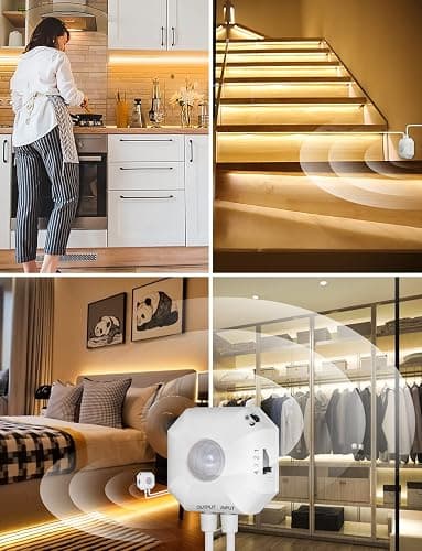 MATICOD Motion Sensor Lights Indoor Under Bed Lights, 3500K Motion Sensor Led Strip Lights for Bedroom, Warm White Under Cabinet Lights for Kitchen, Closet, Stair Night Light, 16.4ft NO APP thumbnail 7