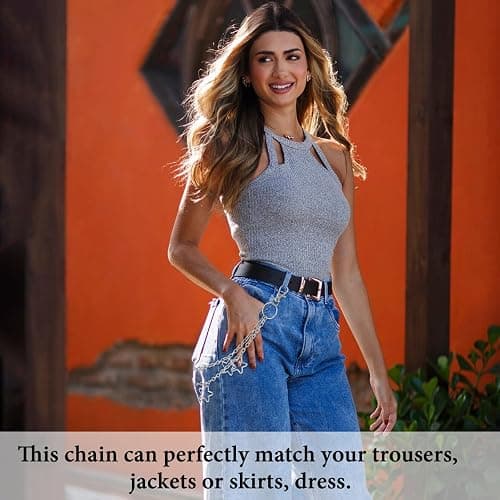 Jean Chain Star Punk Wallet Chain with Lobster Clasps Cool Trousers Pants Chains Belt Key Chains Adults Hip Hop Pocket Chains Rock Gothic Y2k Accessories for Men Women thumbnail 6