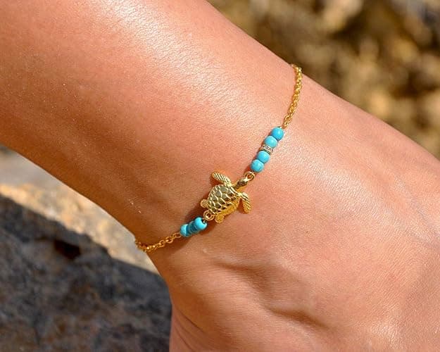 Starain 12Pcs Summer Beach Anklets for Women Waterproof Gold Silver Chain Ankle Bracelets Cute Women's Foot Anklet Set 7.9-10.5 inch Adjustable thumbnail 3