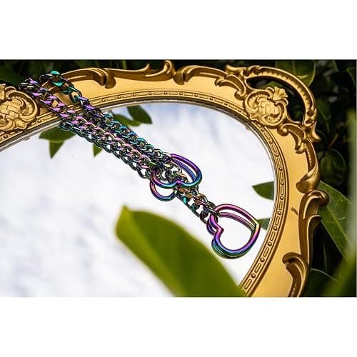 ADEMISHIA Heart O-ring Slip Chain Necklace For Women, Handmade Punk Gothic Cuban Necklace Jewelry Adjustable Lariat Y-Necklace - Rainbow - 34" thumbnail 8