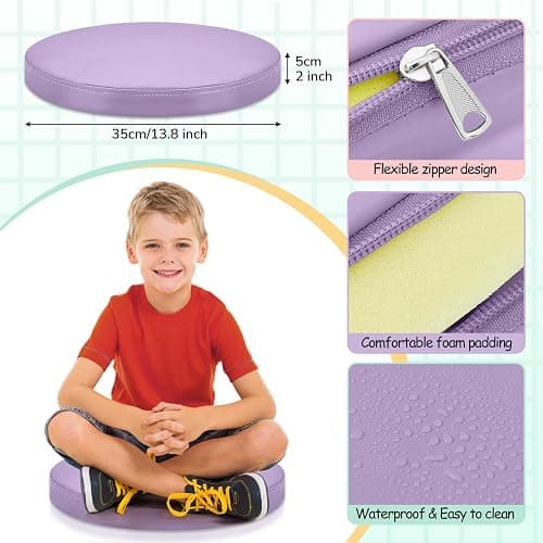 Juexica 8 Pcs Extra Thick Flexible Seating Floor Cushion Assorted Colored Floor Pillow Classroom Seat Cushion Soft Classroom Seating for Kid Learning(Hippie Boho,13.8 x 13.8 x 2 Inch,Round) thumbnail 2