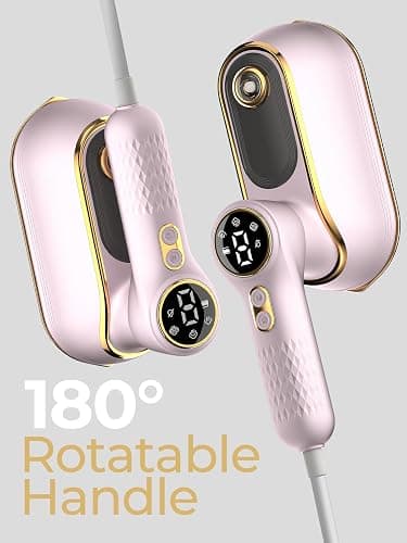 Portable Travel Steamer, 1200W Handheld Fabric Steamer for Clothes, 4Modes with LCD Display, Powerful Wrinkle Remover for Home & Travel, 150ml Water Tank, 10S Fast Heat-Up, 180°Swivel Handle, Pink thumbnail 7