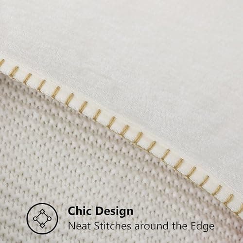 decorUhome Soft Chenille Throw Pillow Covers 18x18 Set of 2 Cream White | Fall Textured Decorative Throw Pillow Cases Stitched Edge Modern Farmhouse Luxury Boho Velvet for Couch Sofa Bed Home Decor thumbnail 4