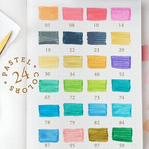 Primrosia 24 Pastel Dual Tip Markers, Fine Tip and Brush Pens. Perfect for art, illustration, drawing, calligraphy and bullet journals thumbnail 3