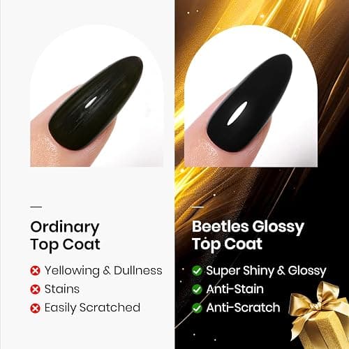 Beetles 2Pcs 15ml Gel Base and Top Coat Set - Upgrade No Wipe Extra Glossy Top Coat Finish for Gel Nail Polish, Soak Off UV/LED Lamp Needed, Essentials for Long-Lasting Manicure Christmas Kit thumbnail 3