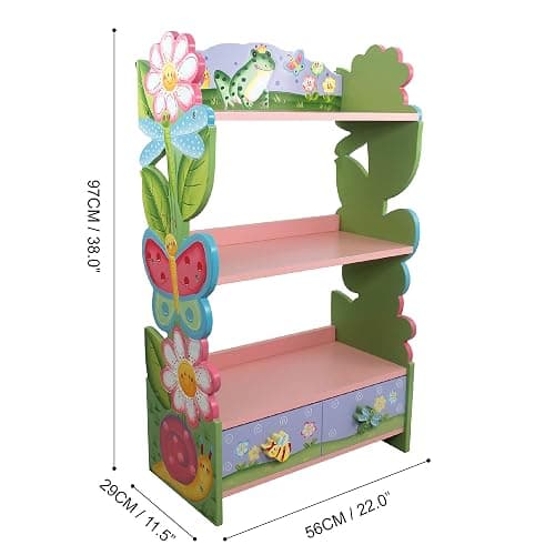 Fantasy Fields Magic Garden Kids 3-Tier Bookshelf & Drawer, Multi thumbnail 3