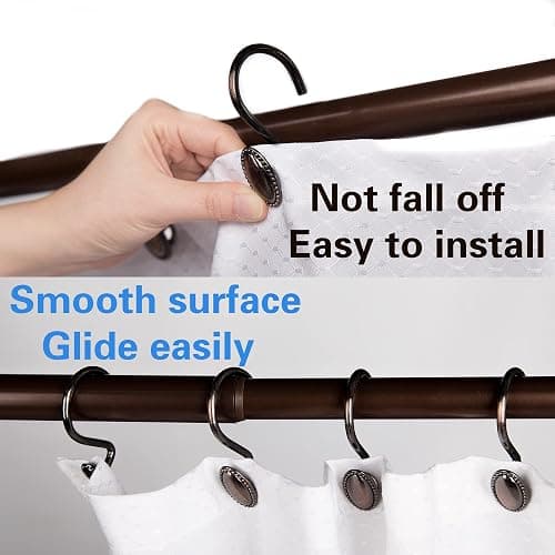 iToplin Metal Shower Curtain Hooks, Oil-Rubbed Bronze Rustproof Decorative Shower Curtain Rings for Bathroom, Curtain Hooks for Shower Liner, 12Pcs thumbnail 5