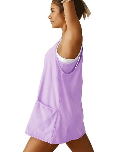 VIUTIL Womens Athletic Dress Built in Shorts Hot Shot Mini Dress Spaghetti Straps Tennis Workout 2026 Summer Romper Dress thumbnail 5