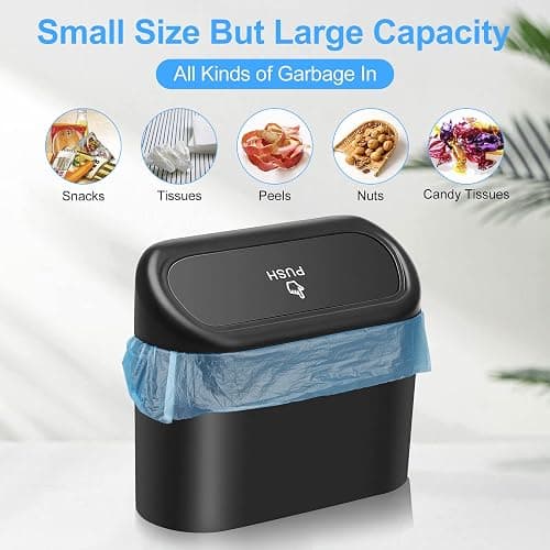 JOYSKY Car Trash Can Mini Trash Can Foldable Car Trash Bin with 100 Pieces Trash Bags Small Storage Box with Lid 15.5 x 6.5 x 14 cm thumbnail 4