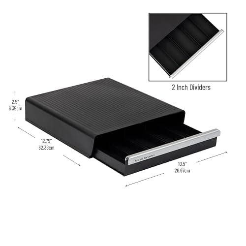 Mind Reader Single Serve Coffee Pod Drawer, 30 Pod Capacity, Countertop Organizer, 10.5"L x 12.75"W x 2.5"H, Black thumbnail 3