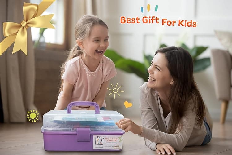 Olly Kids Arts and Crafts Supplies for Kids Girls 4 5 6 7 8 9 10 11 & 12- Ultimate Crafting Supply Carboodle in Portable 3 Layered Plastic Art Box thumbnail 6