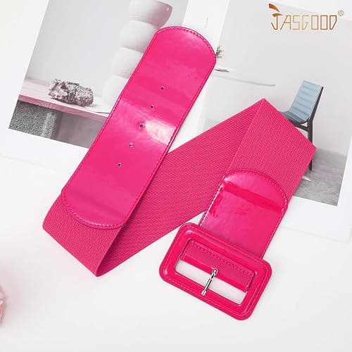 JASGOOD Women Wide Stretchy Belt Vintage Elastic Waist Belt for Dresses Fashion Ladies Waist Belt with Patent Square Buckle thumbnail 7