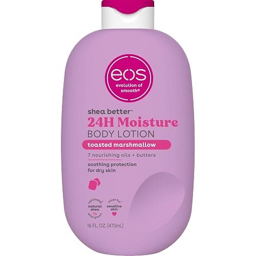 eos Shea Better Body Lotion Toasted Marshmallow, 24-Hour Moisture Skin Care, Lightweight & Non-Greasy, Natural Shea Butter, Vegan, Moisturizing Body Lotion for Dry Skin, 16 fl oz - Image 1