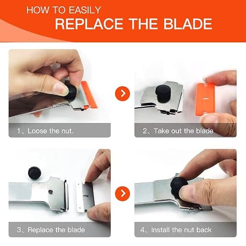 DEKEones Razor Blade Scraper, Long Handled Scraper Tool with 10 Extra Replacement Blades, Razor Scraper Remover for Cleaning Sticker, Paint, Caulk from Window, Car, Glass, Windshield, Stove thumbnail 5