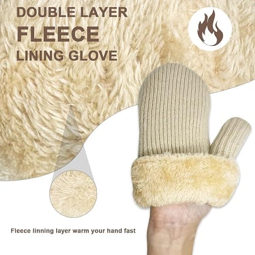Bototack Winter Mittens for Women Men Warm Fleece Lining Stretchy Kit Thermal Snow Gloves for Cold Weather Gifts thumbnail 2