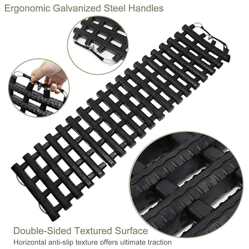 Reliancer 2PC Traction Tracks Mats TPR 31.5" L Tire Recovery Track Pad Roll Car Vehicle Tyre Traction Boards Tire Ladder Track Grabber Auto Emergency Traction Aid w/Bag for Off-Road Mud Snow Ice Sand thumbnail 5