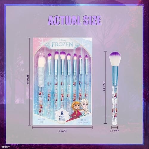 Disney Frozen 8-Piece Makeup Brushes Set for eyeshadow, highlighter, blush, Soft Hairs, Makeup Kit for Girls, by Townley Girl thumbnail 3