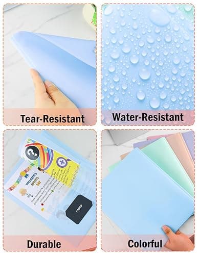 HABGP Two Pocket Folder With Prongs (5 Pack, Pastel Colors), Plastic Folders With Pockets and Business Card Holder, Fit Letter Size, for Organizing Papers in School, Office & Business thumbnail 5