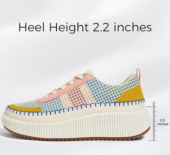 LUCKY STEP Women's Platform Sneakers Rhinestone Fashion Chunky Casual Sparkly Retro Braided Walking Shoes thumbnail 4