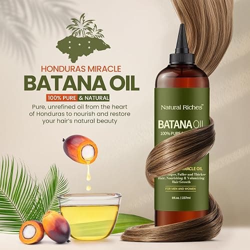 Natural Riches Unrefined Organic Batana Oil, 8 fl oz, 100% Pure & Natural, Cold pressed Honduras Miracle Oil for Hair Growth. thumbnail 2