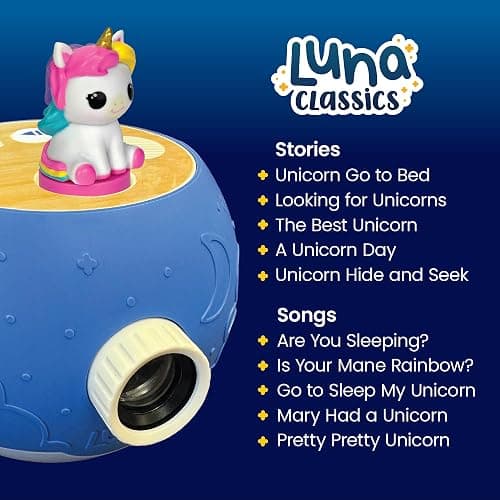 LUNA STORYTIME Kids Book Projector - 5 Unicorn & 5 Classic Read-Aloud Stories, 10 Songs, Night Light & Soothing Dream Music | Children Ages 3+ Storytime Projector for Kids & Toddlers | Owl & Unicorn thumbnail 5