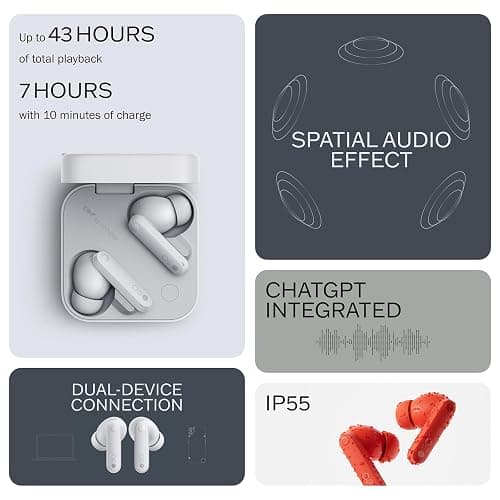 CMF Buds Pro 2 Wireless Earbuds with Smart Dial, 50dB Hybrid Noise Cancelling Earbuds Wireless Bluetooth 5.3, 11mm Bass with LDAC, 6 Hi-Res Audio Mics, 43H Playtime, Fast Charging Case, Light Grey thumbnail 3